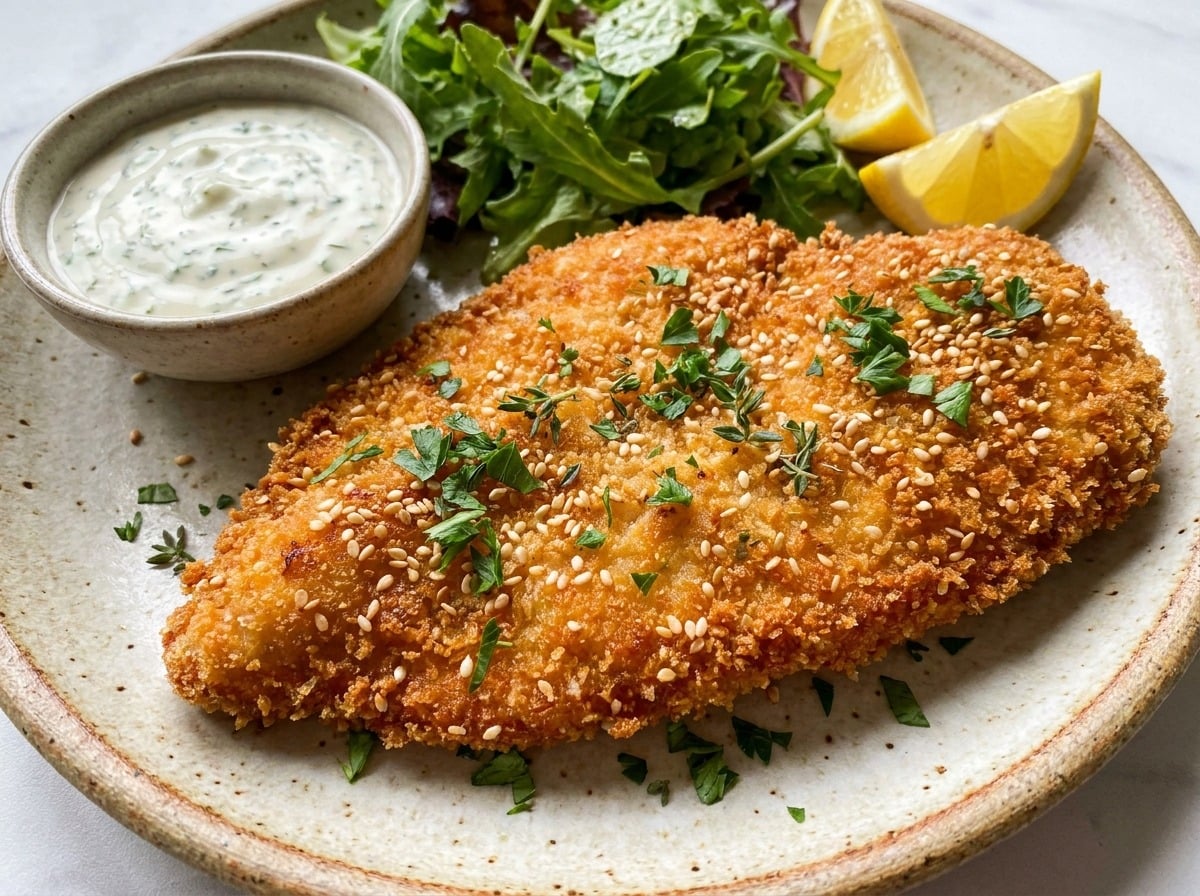 Crispy Sesame & Herb Chicken Schnitzel